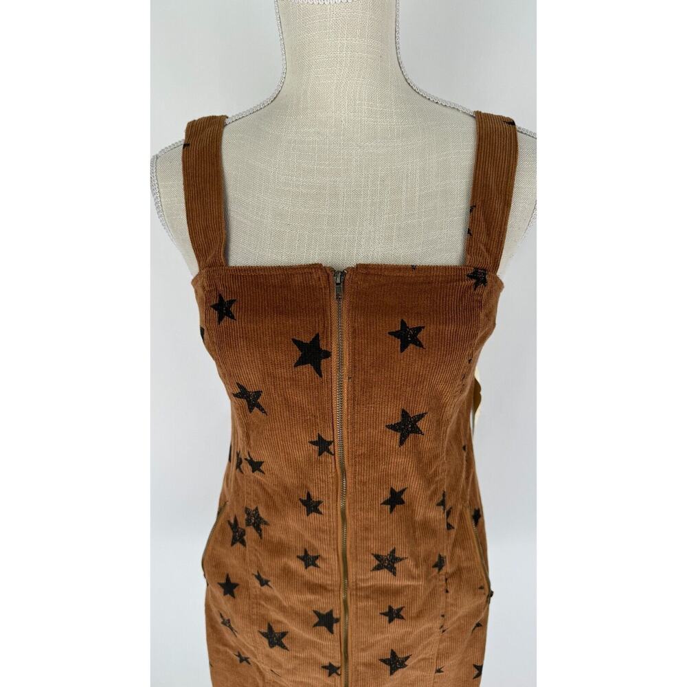 Altar'd State Womens Brown Stars Print Front Zip Corduroy Dress Size Small NWT - Picture 3 of 12